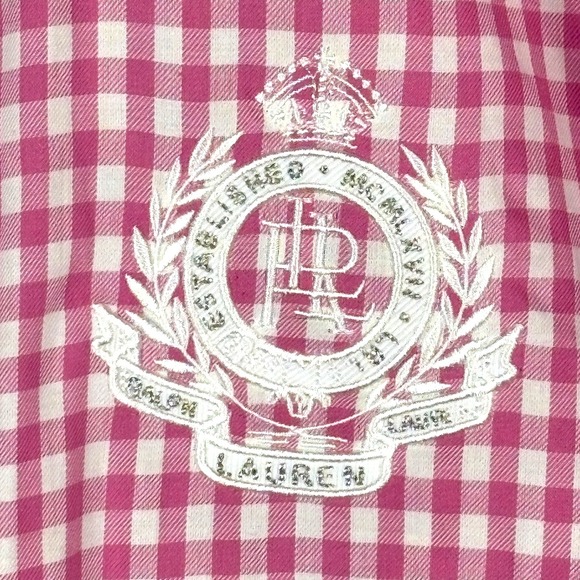 Lauren Ralph Lauren Women LongSleeve Button Shirt XL Pink Crown Gingham Cowgirl - Picture 3 of 10